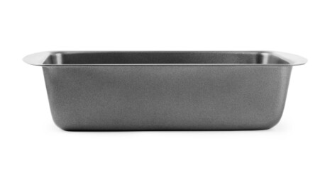 metal baking dish with non-stick coating isolated on white, top view