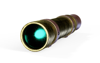 Antique spyglass, isolated on white background, 3d render