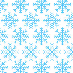 Cute Christmas seamless pattern with snowflakes isolated on white background. Happy new year wallpaper and wrapper for seasonal design, textile, decoration, greeting card. Hand drawn prints and doodle