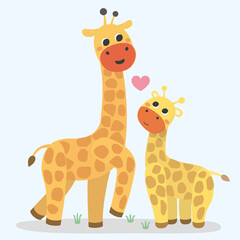 Fototapeta premium Cute giraffe cartoon illustration Vector.