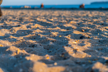 Close up of beach sand and grass