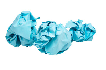 Crumpled blue paper balls isolated on the white background