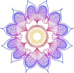 colourful mandala hand drawn isolated on white