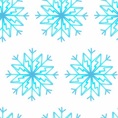 Christmas seamless pattern with snowflakes isolated on white background. Happy new year wallpaper and wrapper for seasonal design, textile, decoration, greeting card. Hand drawn prints and doodle.