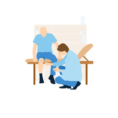 Fototapeta premium Man visiting a young male doctor. Vector illustration.