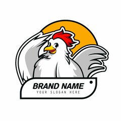 Chicken Logo Mascot Brand Illustration Vector For Food, Restaurant, Eatery, Farm or Anything
