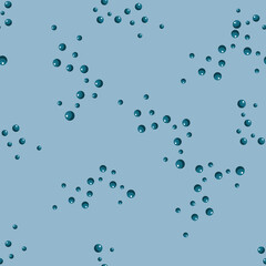 Seamless pattern bubbles on blue background. Dark flat texture of soap for any purpose.