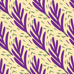 Fototapeta premium Seamless pattern leaf palm on beige background. Vector foliage template in doodle style. Modern tropical texture.