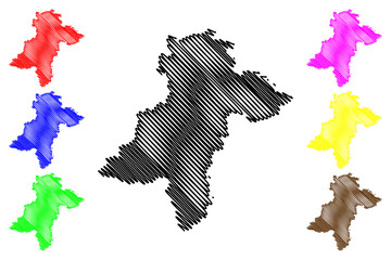 Obraz premium Davanagere district (Karnataka State, Republic of India, Bangalore Division) map vector illustration, scribble sketch Davanagere map