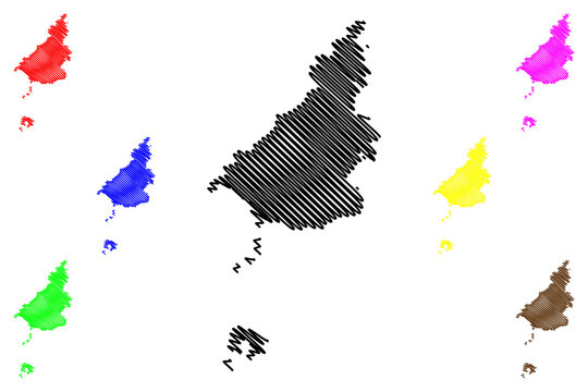 Datia district (Madhya Pradesh State, Gwalior division, Republic of India) map vector illustration, scribble sketch Datia map