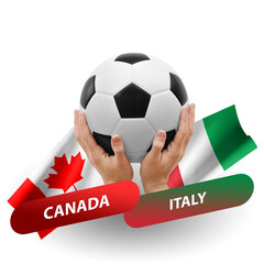 Soccer football competition match, national teams canada vs italy