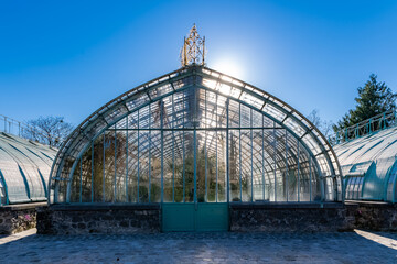 Paris, France, the Auteuil greenhouses, beautiful public garden in autumn
