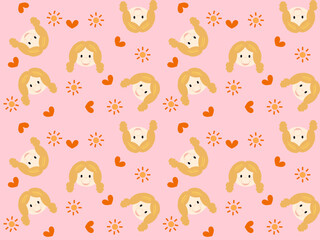 Toddler cartoon character seamless pattern on pink background. children