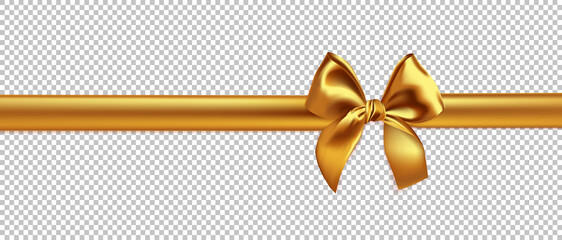 Golden bow isolated on transparent background. Vector illustration