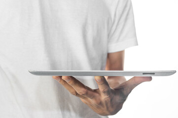 Hand using tablet  touching on screen technology