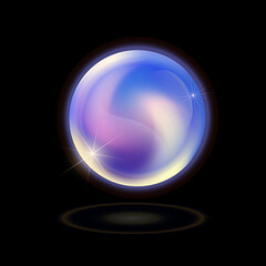 Glowing colorful magic sphere illustration on a black background