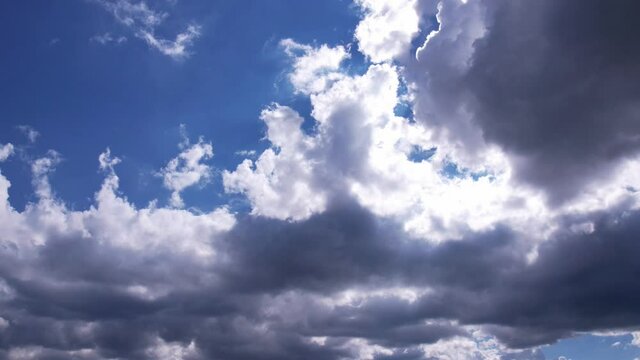 blue sky with clouds,Time lapse clouds rolling ,white clouds moving across pale blue sky , 4K real nature-related footage
