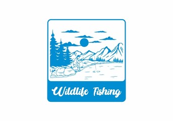 Outdoor wild fishing illustration drawing