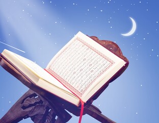 The wooden stand with holy Koran book