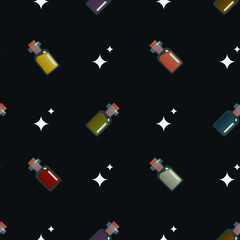 Magic print with bottles and stars