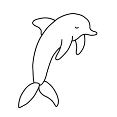 Dolphin on a white background. Vector illustration in the style of a doodle