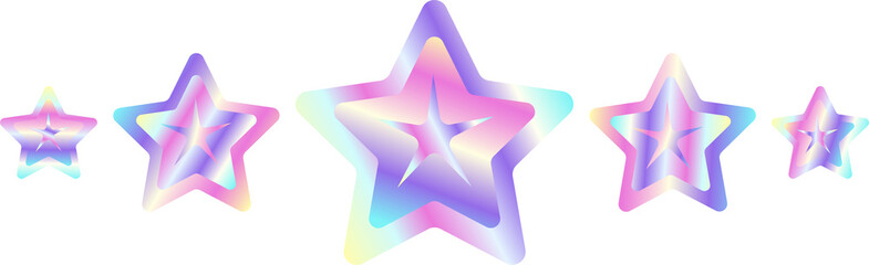 Obraz premium Holographic rainbow stars rating decorative element vector illustration