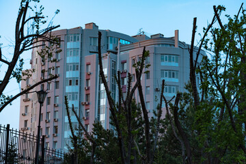 Sunset on the Amur river embankment.