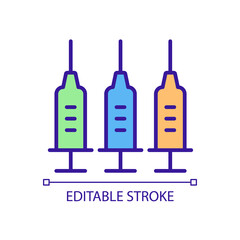 Covid vaccines types RGB color icon. Booster combinations. Support immune system. Different vaccine components. Isolated vector illustration. Simple filled line drawing. Editable stroke