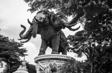 The three-headed elephant in Bangkok Thailand Asia