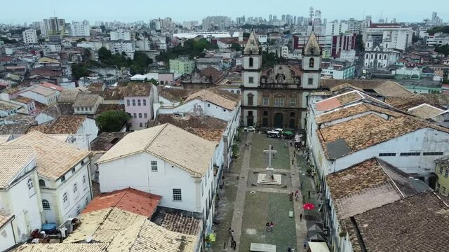 salvador, bahia, brazil - november 10, 2021: view of the Church of Sao Francisco in Pelourinho, historic center of the city of Salvador.