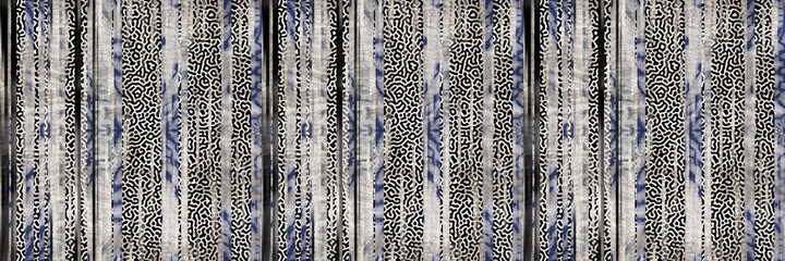 Seamless tribal ethnic stripe grungy border surface pattern design for print. High quality animal fur skin inspired illustration. Faded rug or carpet like cover graphic tile. Thick line textures.