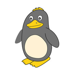Simple cartoon icon. Vector illustration of Penguin cartoon for kids