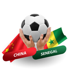 Soccer football competition match, national teams china vs senegal