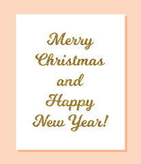 Merry Christmas and Happy New Year words with glitter