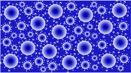 Dark blue vector background of multiple germs covering entire frame. Germs are blue. Disease, sickness, Healthcare.