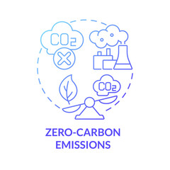 Zero-carbon emissions blue gradient concept icon. Nuclear energy advantage abstract idea thin line illustration. Carbon-free electricity. Eliminating fossil fuel. Vector isolated outline color drawing