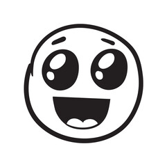 Doodle wow emoji. Icon drawn face outline, vector illustration