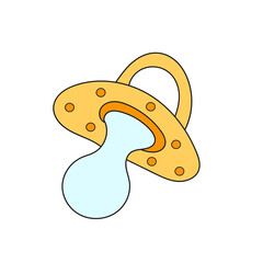 Simple cartoon icon. Pacifier for baby. Vector hand drawn illustration on white
