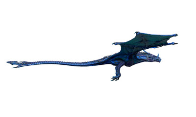 magic dragon is flying side view