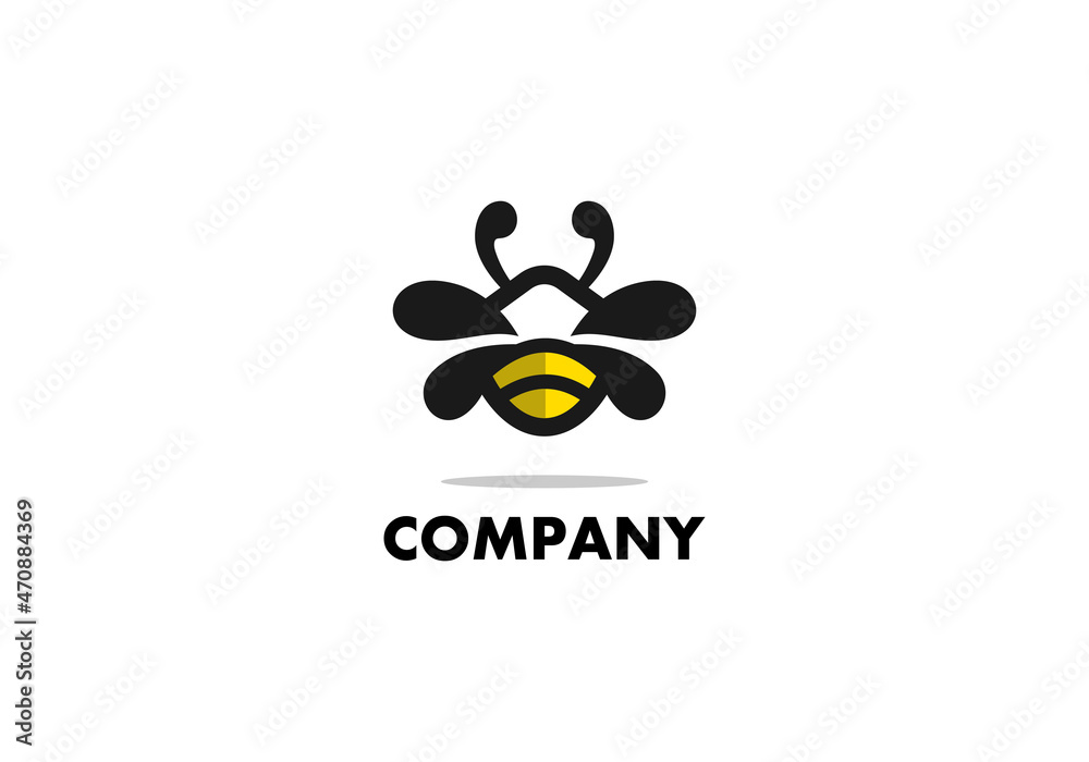 Wall mural logo element symbol bee fly black yellow vector illustration template good for any industry