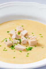 creamy chicken soup with chive