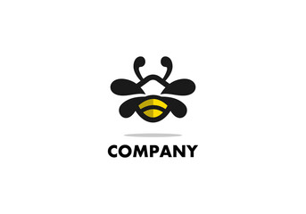 Logo Element Symbol Bee Fly Black Yellow Vector Illustration Template Good For Any Industry