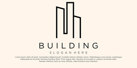 Building logo illustration vector graphic design in line art style