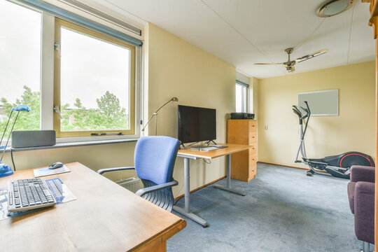 Interior of room with computer