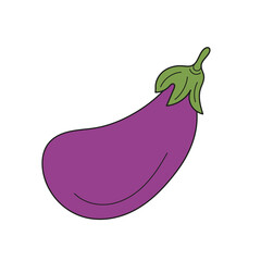 Simple cartoon icon. Eggplant vector. Vector hand drawn illustration on white