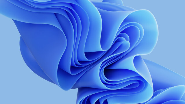 3d render, abstract modern blue background, folded cloth macro, fashion wallpaper with wavy layers and ruffles