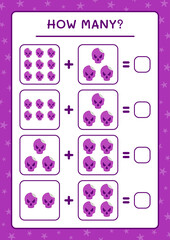 How many Skull, game for children. Vector illustration, printable worksheet