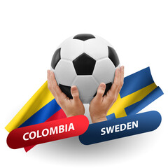 Soccer football competition match, national teams colombia vs sweden