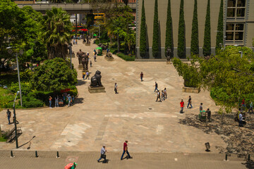 Medell&iacute;n, Antioquia, Colombia - June 20, 2020. Plaza Botero and Palace of Culture - Medell&iacute;n, Antioquia, Colombia