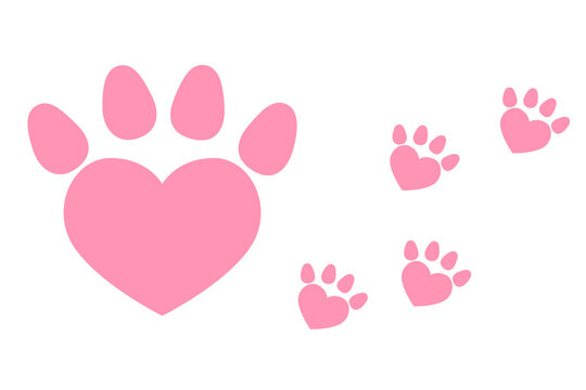 A pink cute dog paw made in a shape of heart. Good for any project.